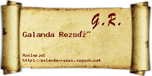 Galanda Rezső névjegykártya